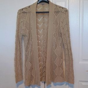 Charlotte Russe tan tunic length open cardigan